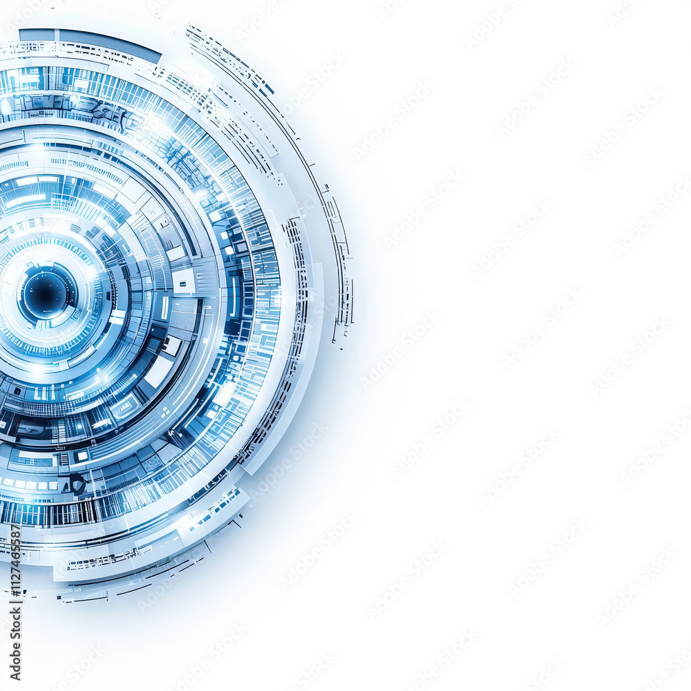 Futuristic holographic interface with circular design and blue tones Futuristic holographic interface with circular design and blue tones