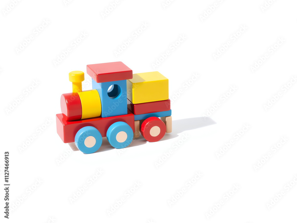 A colorful toy train displayed on a clean white background, emphasizing its playful design and vibrant colors. A colorful toy train displayed on a clean white background, emphasizing its playful design and vibrant colors.