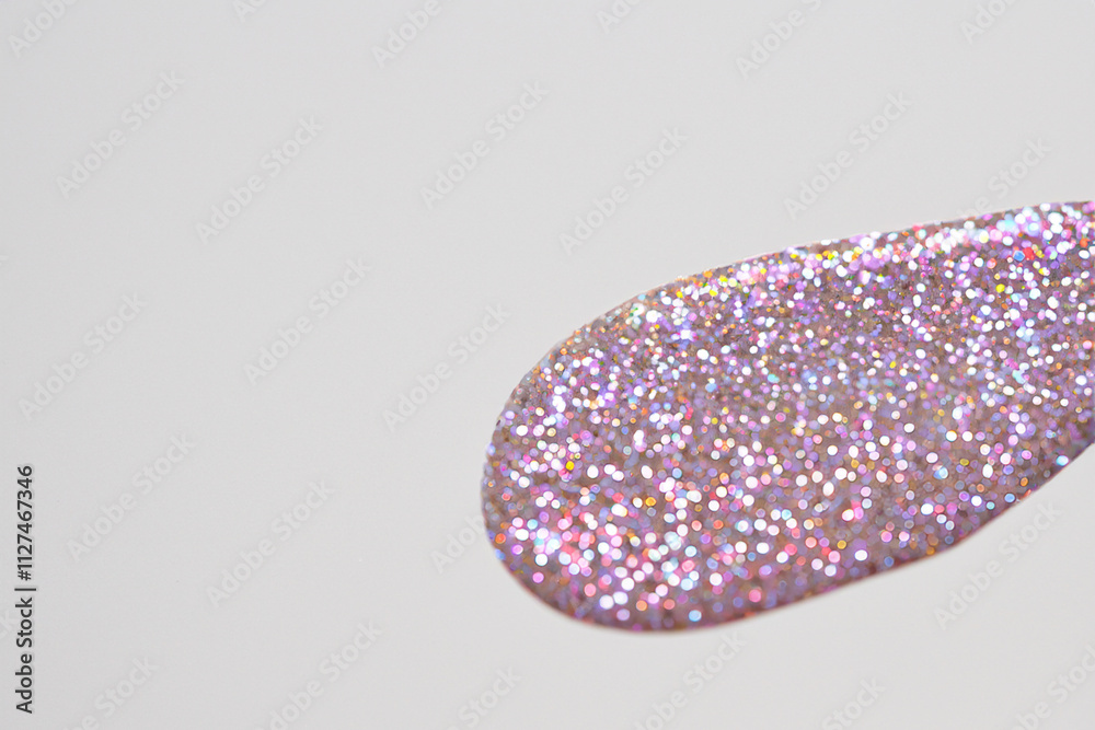 Pink glitter liquid with a white background. A gray background with glitter polish. A gray nail polish smears on the background. A nail polish with gray glitter smears on the lifestyle background. Pink glitter liquid with a white background. A gray background with glitter polish. A gray nail polish smears on the background. A nail polish with gray glitter smears on the lifestyle background.