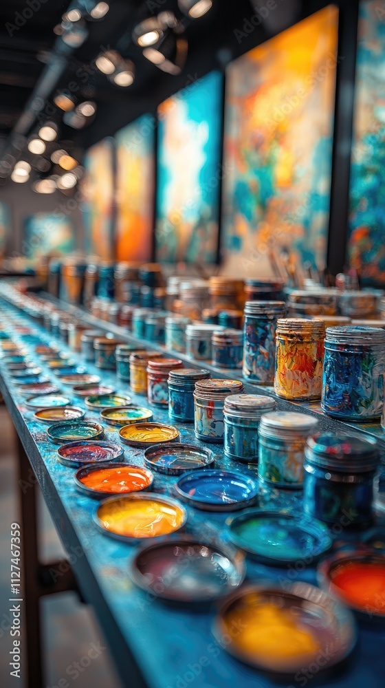 Creative Workspace with Dual Monitors Showcasing Vibrant Design Palettes for Graphic Projects