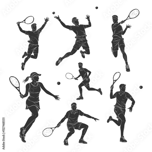 Tennis silhouettes. Vector illustration.