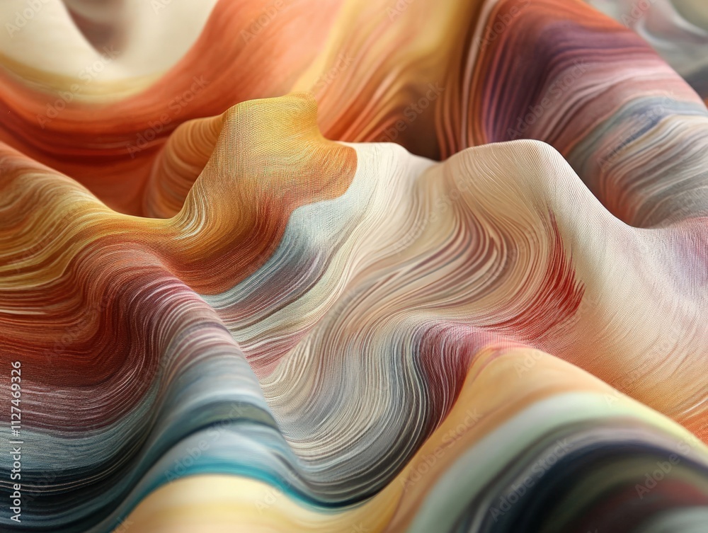 Swirling, colorful fabric, textured waves. Swirling, colorful fabric, textured waves.
