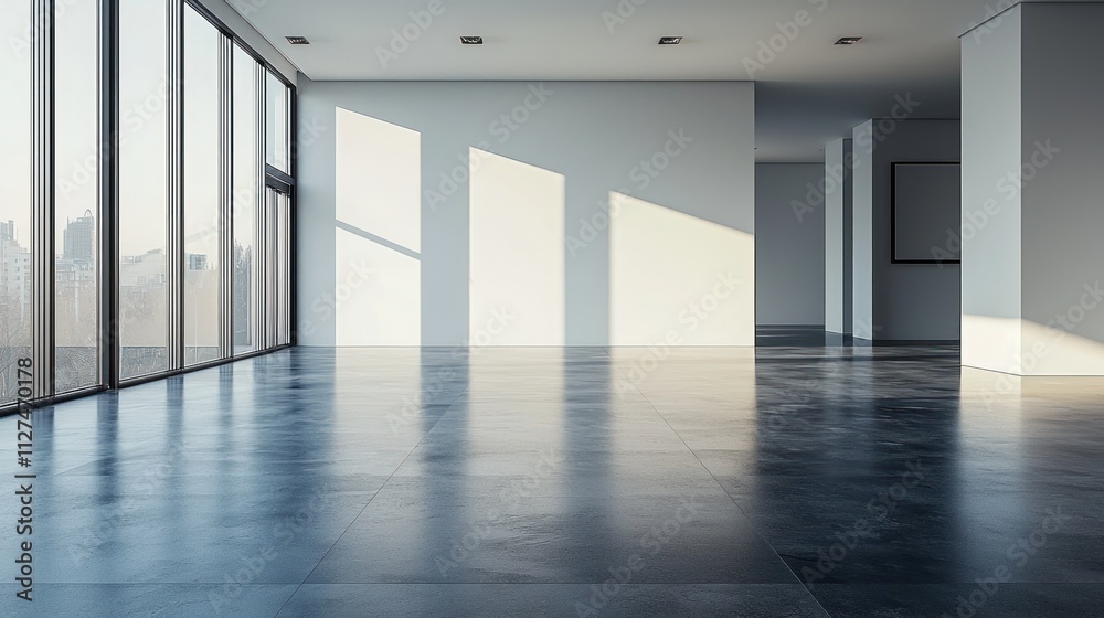 Fototapeta premium Modern Empty Office Space with City View