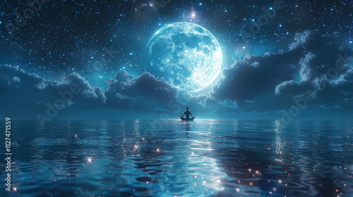 Person Meditating Under Starry Night Sky