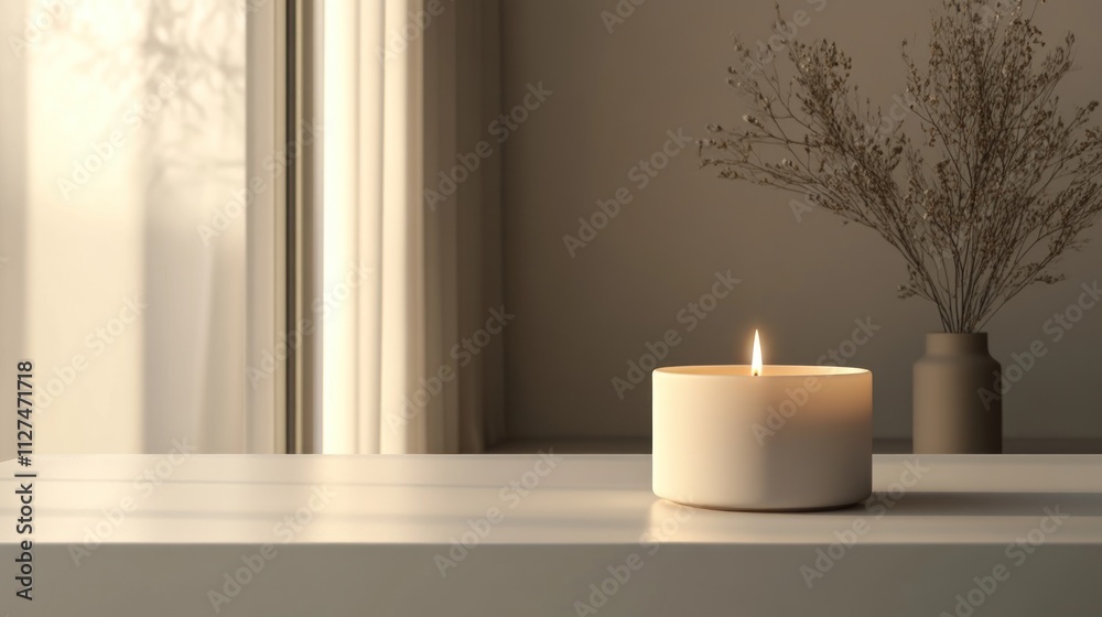 Serene Candlelight: A Minimalist Home Scene Serene Candlelight: A Minimalist Home Scene
