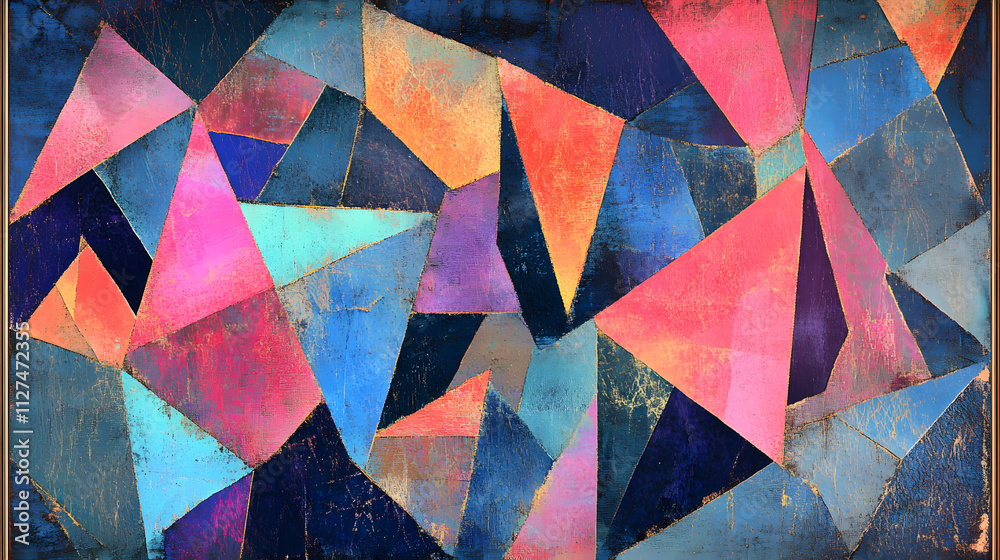 Fototapeta premium Vibrant Abstract Geometric Wall Art with Bold Colors. Background.