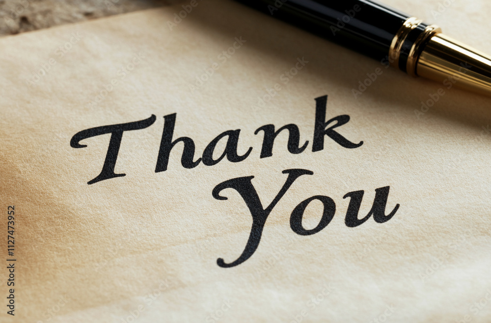 Thank you message written on paper with a pen, perfect for expressing appreciation in various settings Thank you message written on paper with a pen, perfect for expressing appreciation in various settings