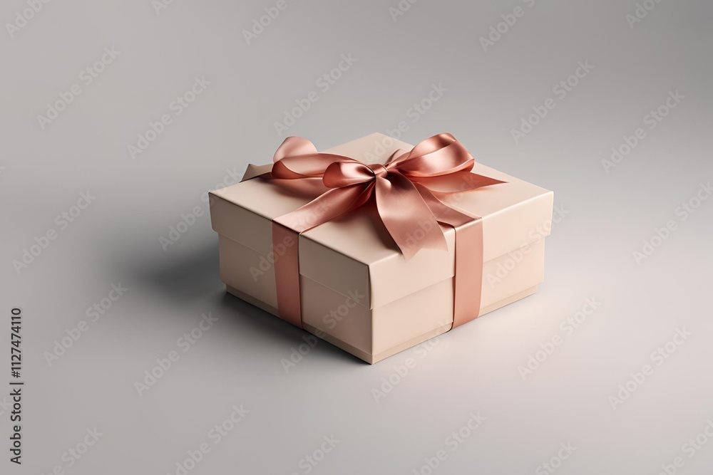 A gift box with a ribbon on a empty background without shadow.