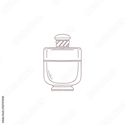 Vintage vector perfume bottle with stylish lid isolated on a white background