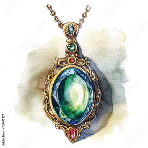 A watercolor vector of a pendant, isolated on a white background. Pendant vector.