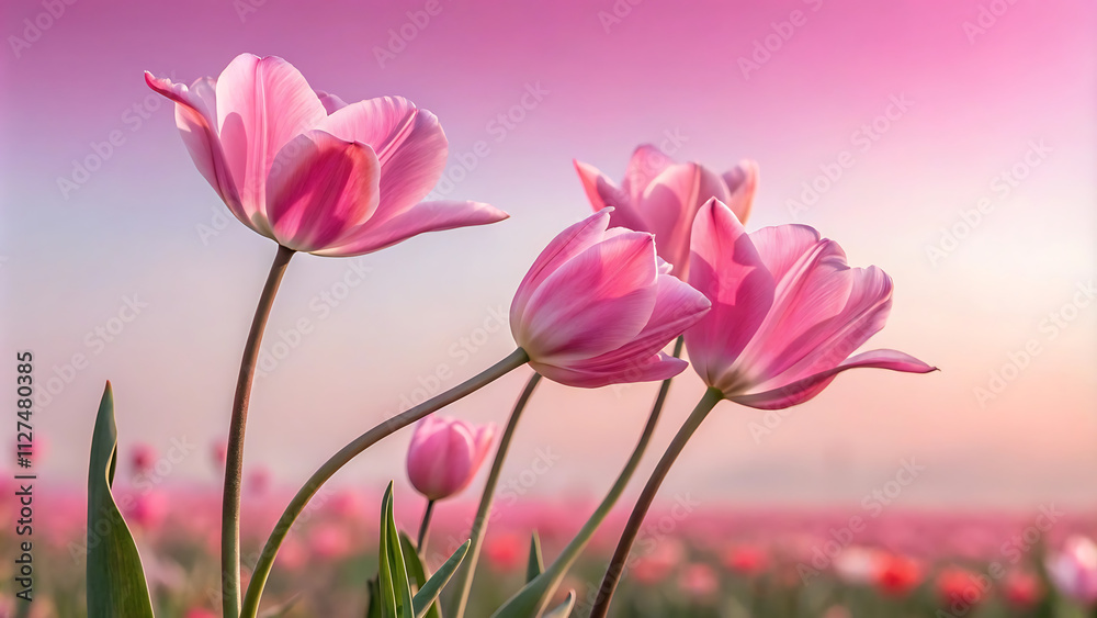 Colorful Tulips flowers blooming in Spring.Close-up of sweet pink tulip flowers blooming in the garden with soft morning sunlight on a blurred background.
Colorful Tulips flowers blooming in Spring.Close-up of sweet pink tulip flowers blooming in the garden with soft morning sunlight on a blurred background.