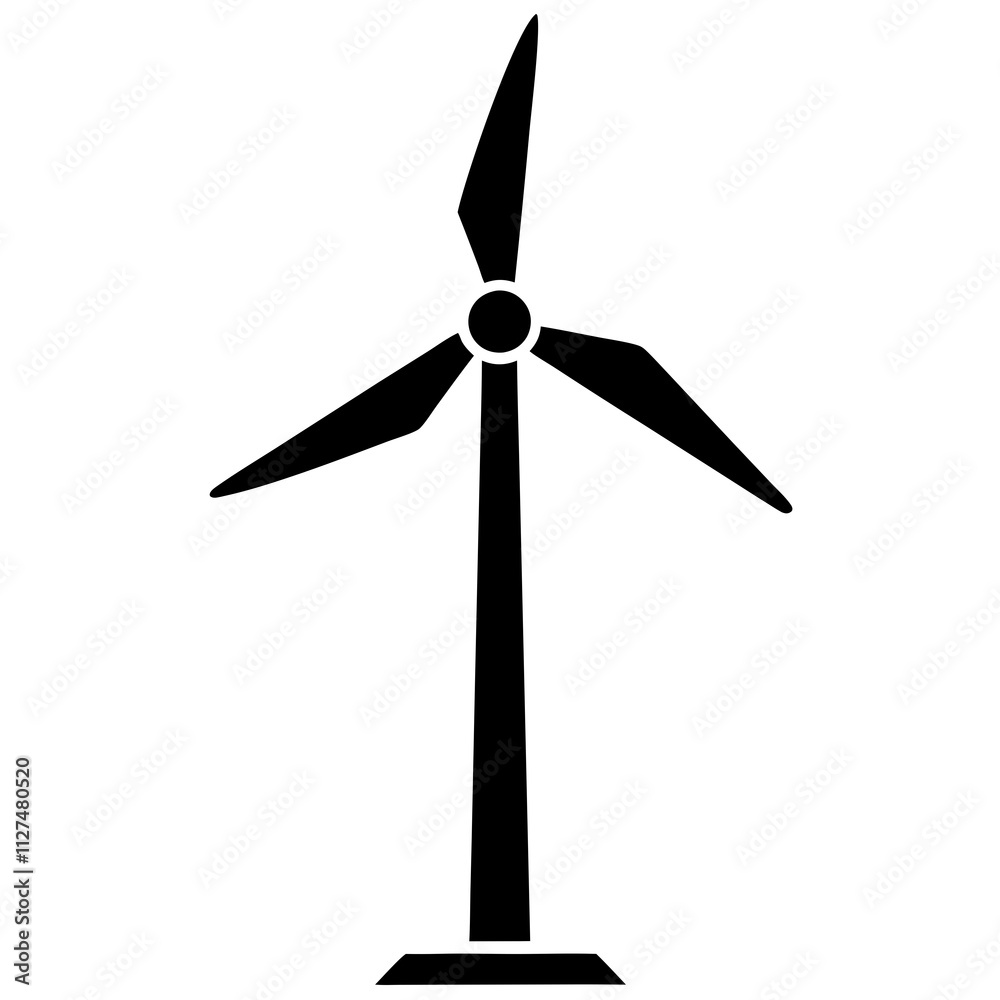 Isolated Wind Turbine Illustration.