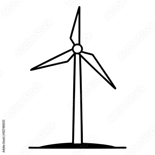 Isolated Wind Turbine Illustration.