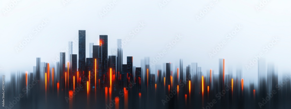 Futuristic city skyline with glowing elements Futuristic city skyline with glowing elements