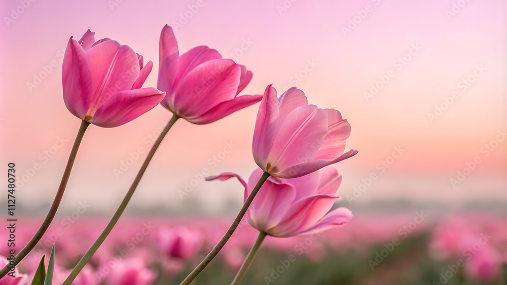 Colorful Tulips flowers blooming in Spring.Close-up of sweet pink tulip flowers blooming in the garden with soft morning sunlight on a blurred background.
Colorful Tulips flowers blooming in Spring.Close-up of sweet pink tulip flowers blooming in the garden with soft morning sunlight on a blurred background.