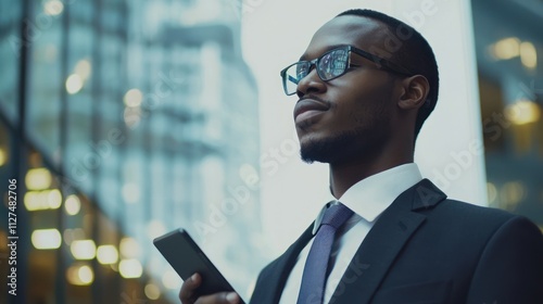 A businessman utilizes AI technology to help transform business processes, embracing digital transformation and machine learning innovations.