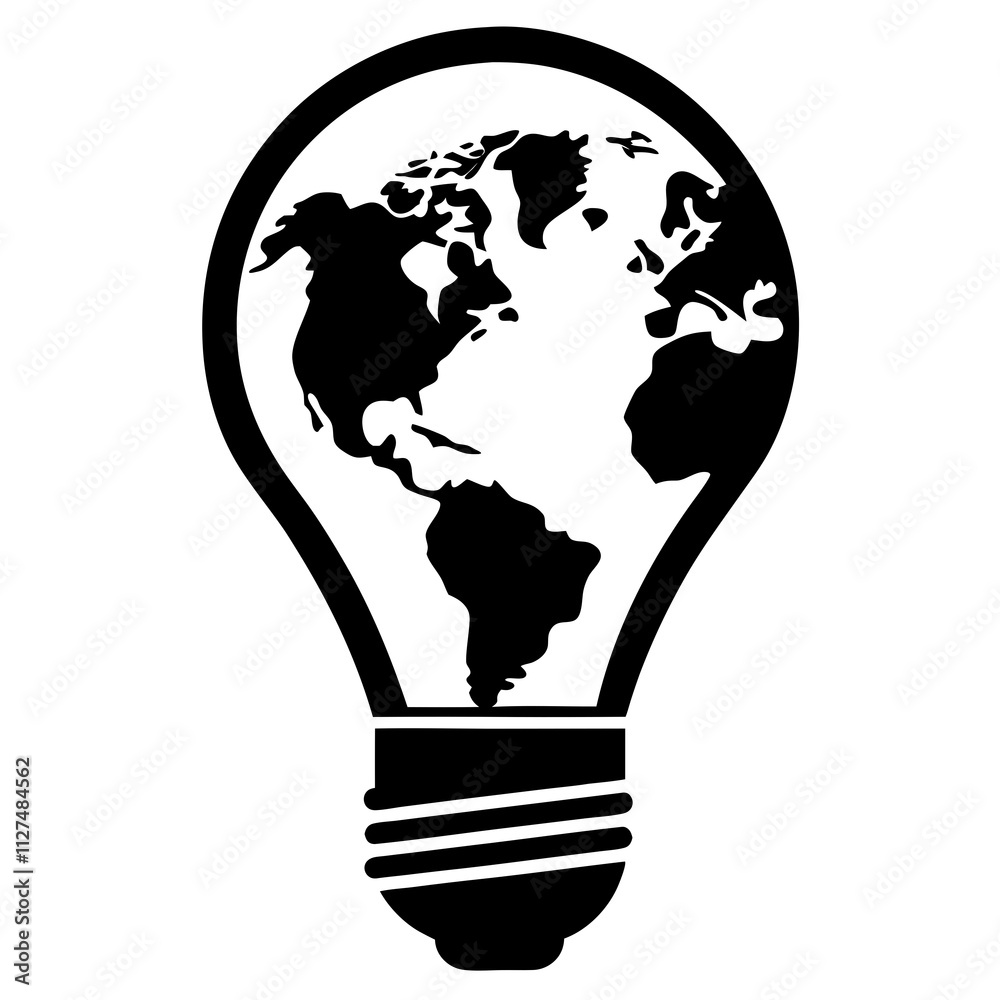 Eco Map Lightbulb Illustration. Eco Map Lightbulb Illustration.
