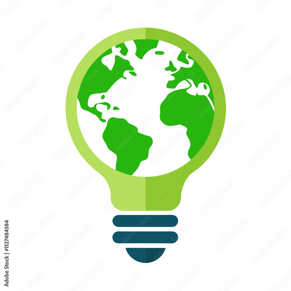 Eco Map Lightbulb Illustration. Eco Map Lightbulb Illustration.