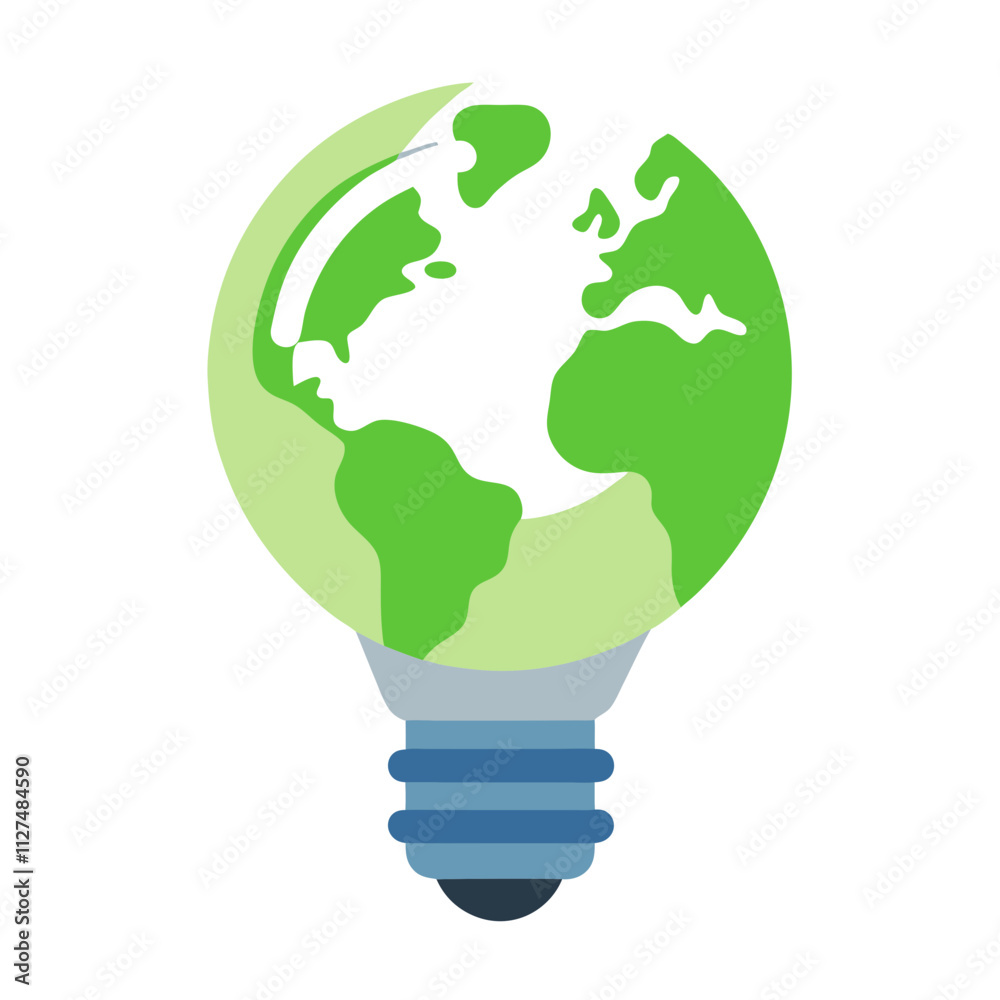 Eco Map Lightbulb Illustration. Eco Map Lightbulb Illustration.