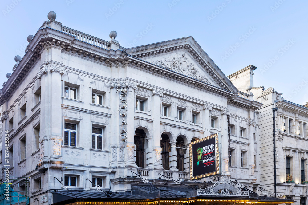 Fototapeta premium London, UK - December 4, 2024, The façade of The Noël Coward Theatre, formerly known as the Albery Theatre.
