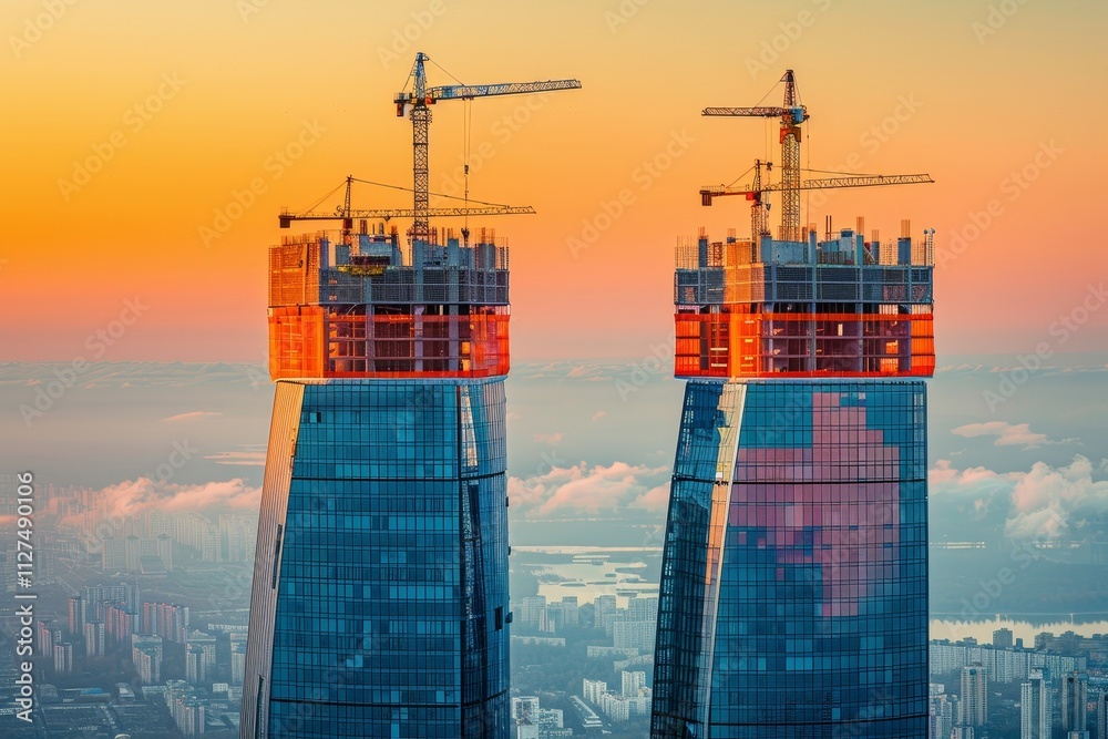 Fototapeta premium Innovative techniques and strategies for constructing tall buildings efficiently and safely