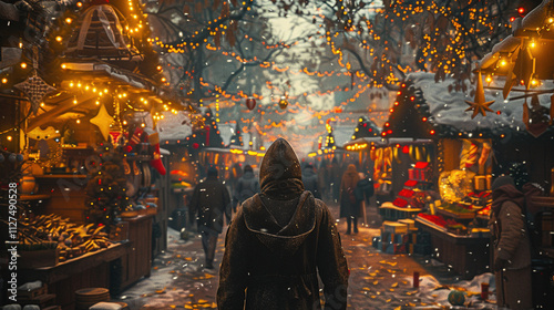 Solitary Stroll Through Winter Wonderland Market