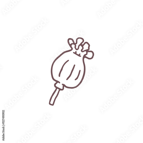 Vector illustration in the form of a poppy pod on black background