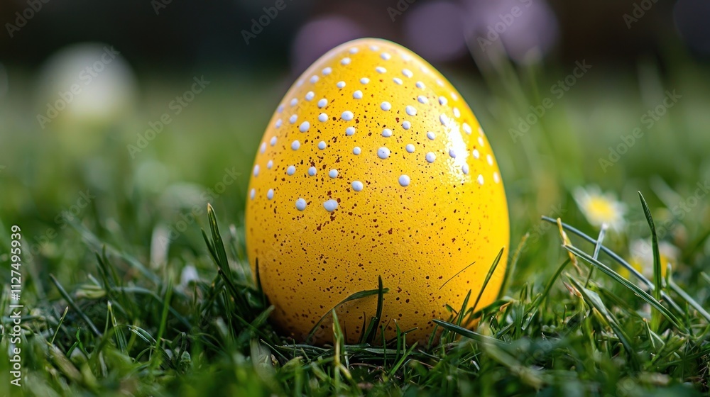 A Yellow Easter Egg in the Grass A Yellow Easter Egg in the Grass