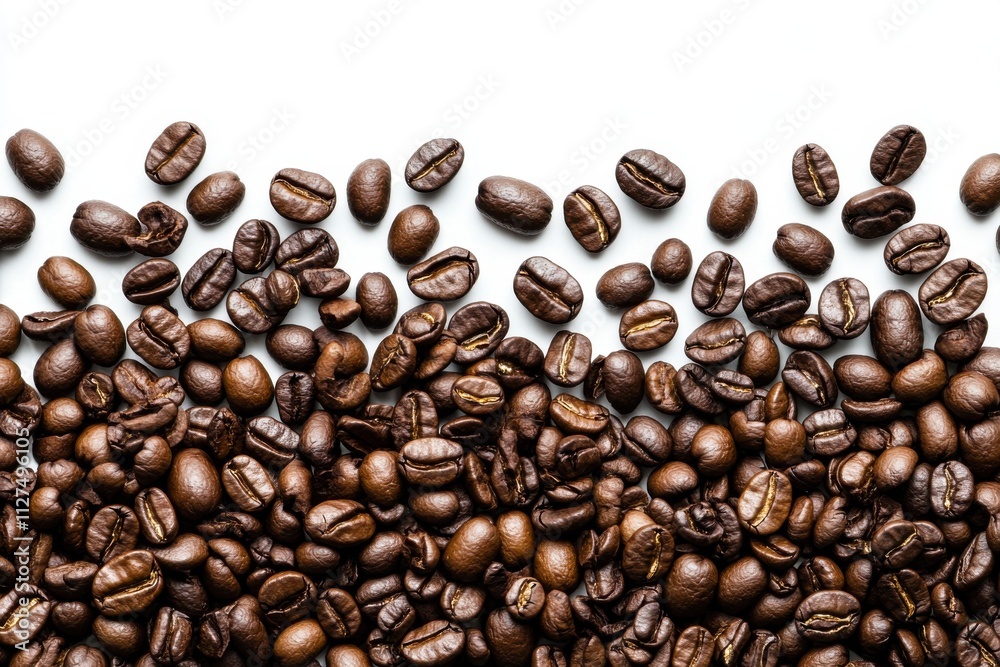 Fototapeta premium Coffee beans isolated on a clean, white background.