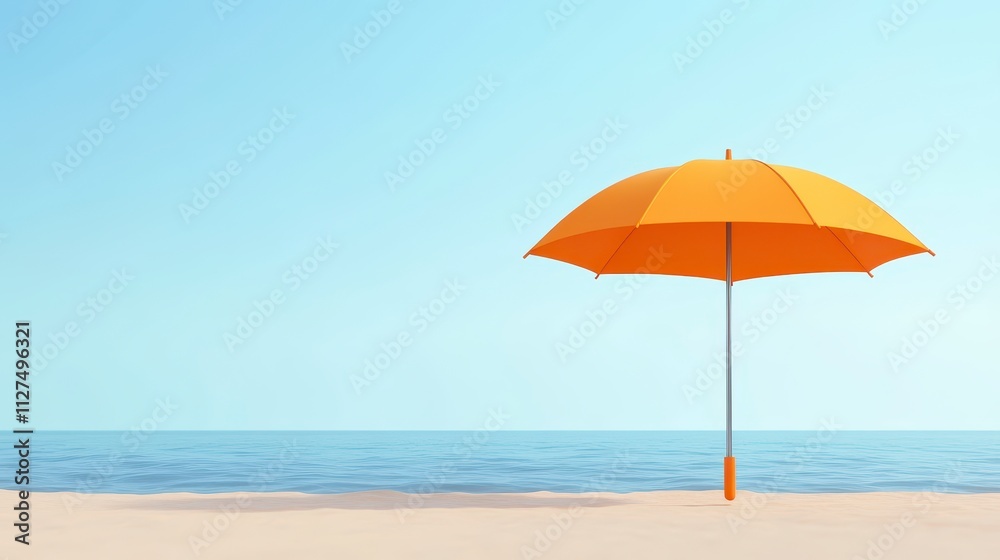 Minimalistic beach scene with an umbrella Minimalistic beach scene with an umbrella
