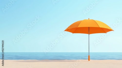 Minimalistic beach scene with an umbrella