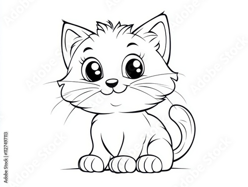 Adorable Cartoon Cat Character with Big Eyes for Kids' Art photo