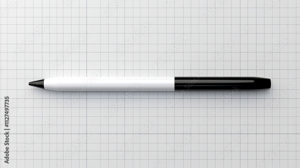 Minimalist black and white pen on grid paper Minimalist black and white pen on grid paper