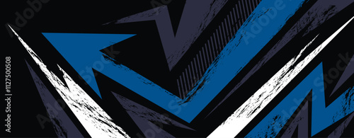 Car decal wrap design. Geometric grey blue pattern vector illustration