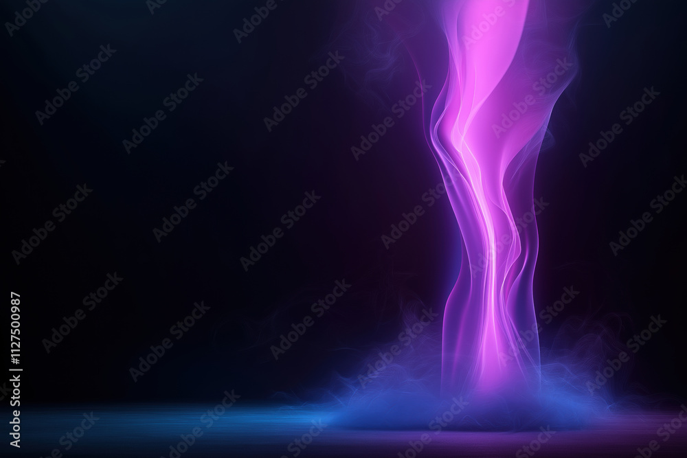 Vibrant purple and pink smoke spirals create a mystical atmosphere in dark space Vibrant purple and pink smoke spirals create a mystical atmosphere in dark space