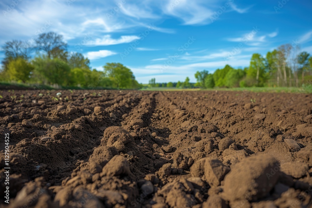 A dirt field with trees in the background A dirt field with trees in the background