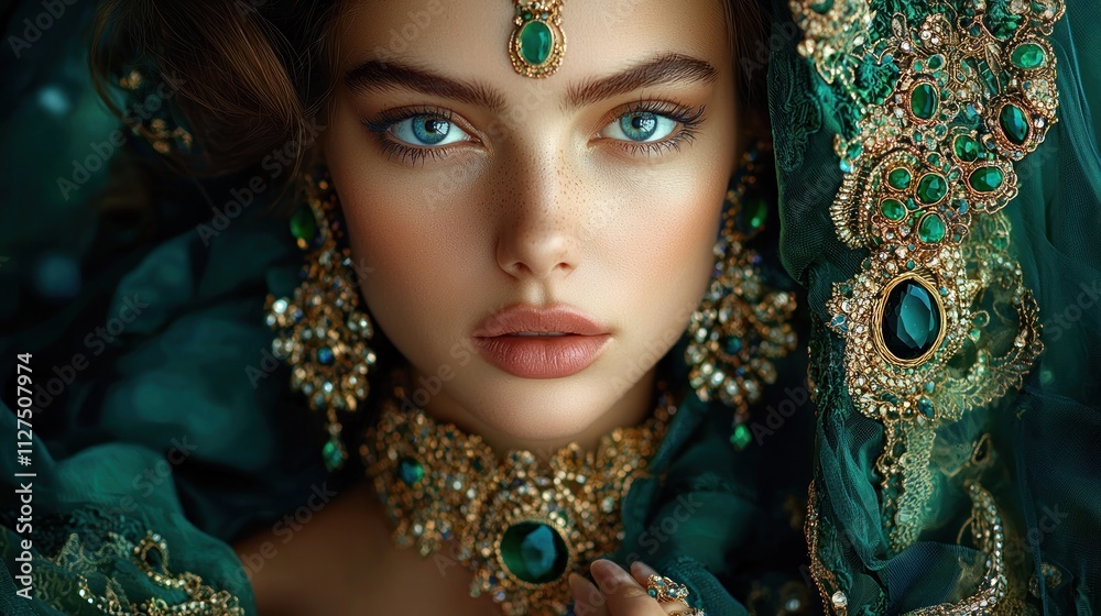 Enchanted Emerald Beauty: A Portrait of Elegance and Mystery Enchanted Emerald Beauty: A Portrait of Elegance and Mystery