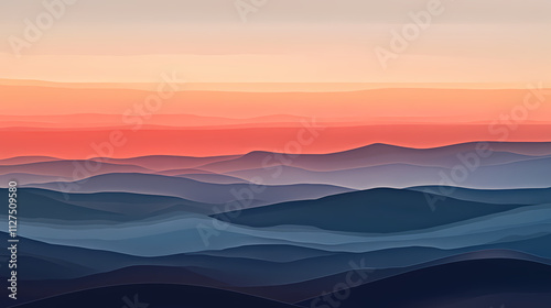 Mysterious ashen twilight landscape with ribbed texture hues. Ashen. Illustration