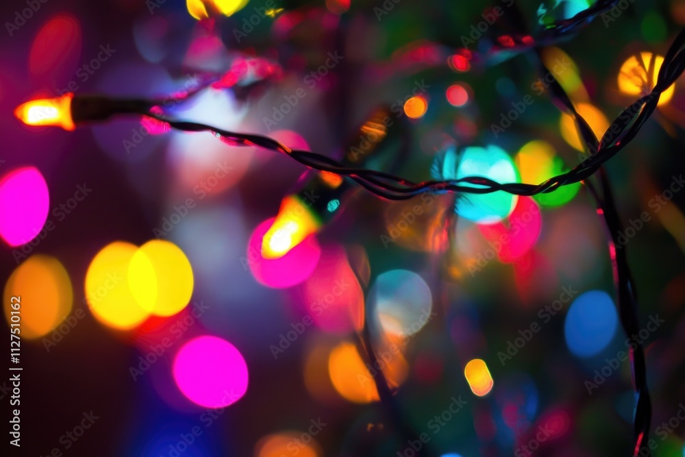 A detailed view of a string of glowing lights A detailed view of a string of glowing lights