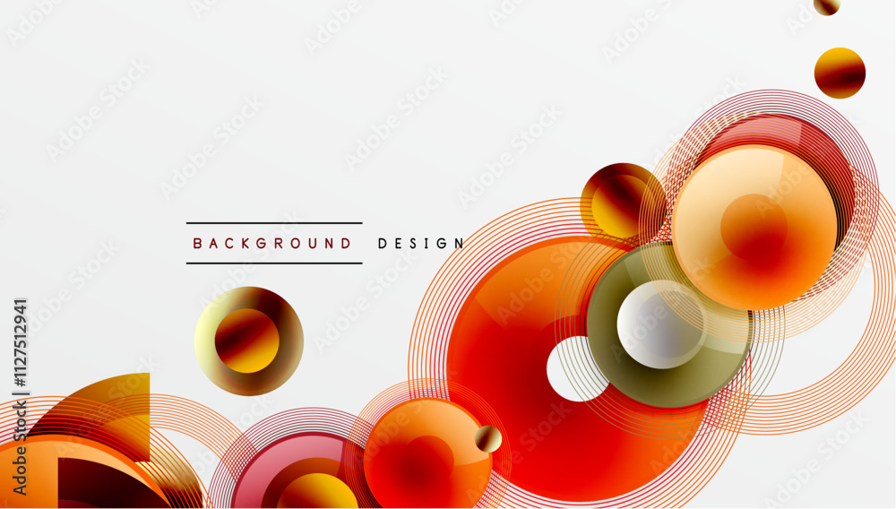 Obraz premium Sleek vector design with overlapping circles in vibrant colors and smooth gradients. Dynamic composition with depth, symmetry, and minimalistic elegance on a light background