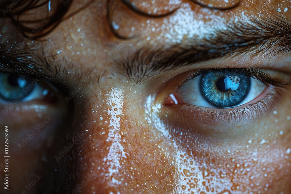 A close-up shot of an eye filled with excess water, useful for medical or beauty-related purposes A close-up shot of an eye filled with excess water, useful for medical or beauty-related purposes