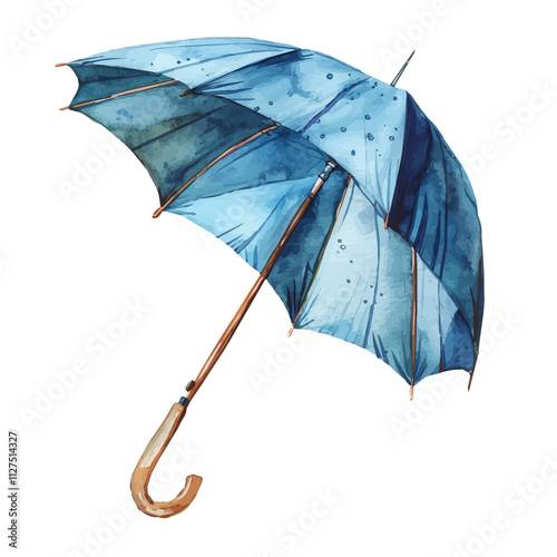 A watercolor painting of an umbrella, isolated on a white background. Umbrella vector.