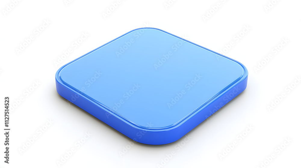 Blank Mobile application icon, button - blue square with round corners. 3d rendering, white background
Blank Mobile application icon, button - blue square with round corners. 3d rendering, white background