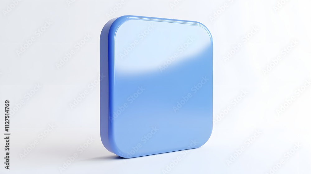 Blank Mobile application icon, button - blue square with round corners. 3d rendering, white background
Blank Mobile application icon, button - blue square with round corners. 3d rendering, white background