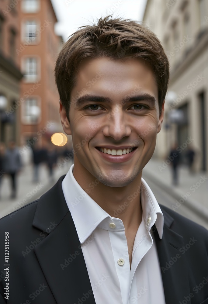 Happy young European professional business man, casual guy looking at camera, headshot close up face portrait. Confident smiling businessman, male entrepreneur, small business owner posing outdoors. Happy young European professional business man, casual guy looking at camera, headshot close up face portrait. Confident smiling businessman, male entrepreneur, small business owner posing outdoors.
