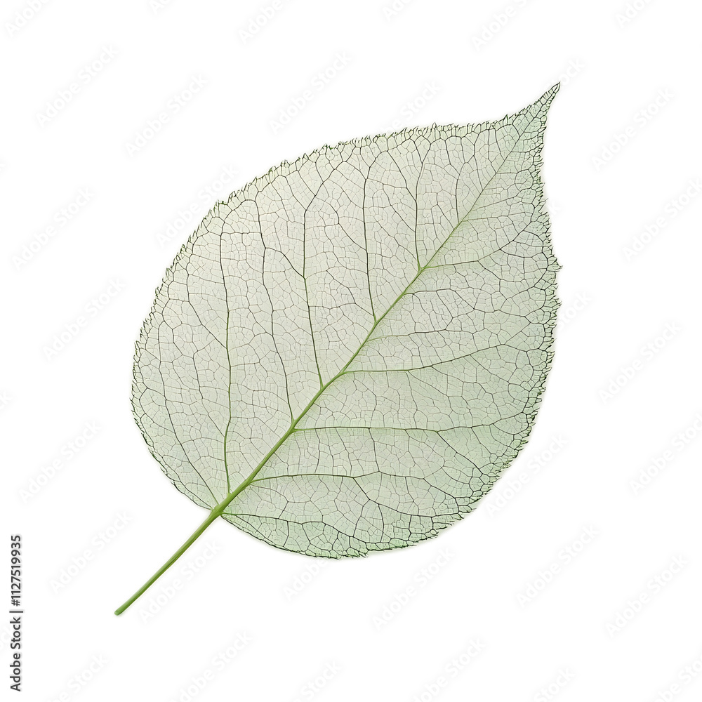 Obraz premium Delicate Skeleton Leaf with Intricate Veins on White Background