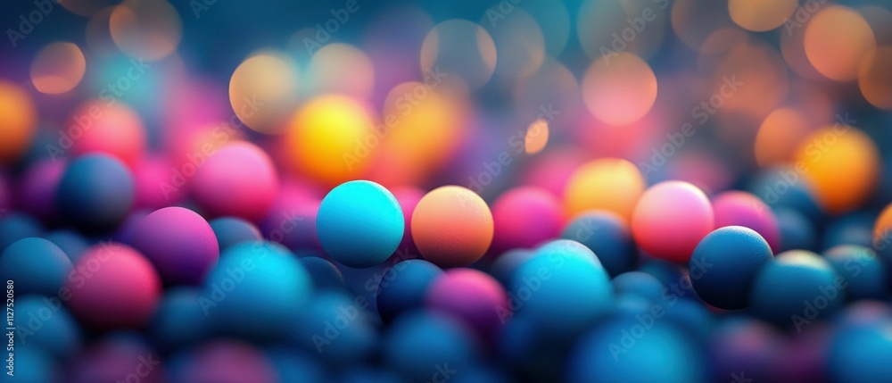 Floating Colorful Spheres with Abstract Background
