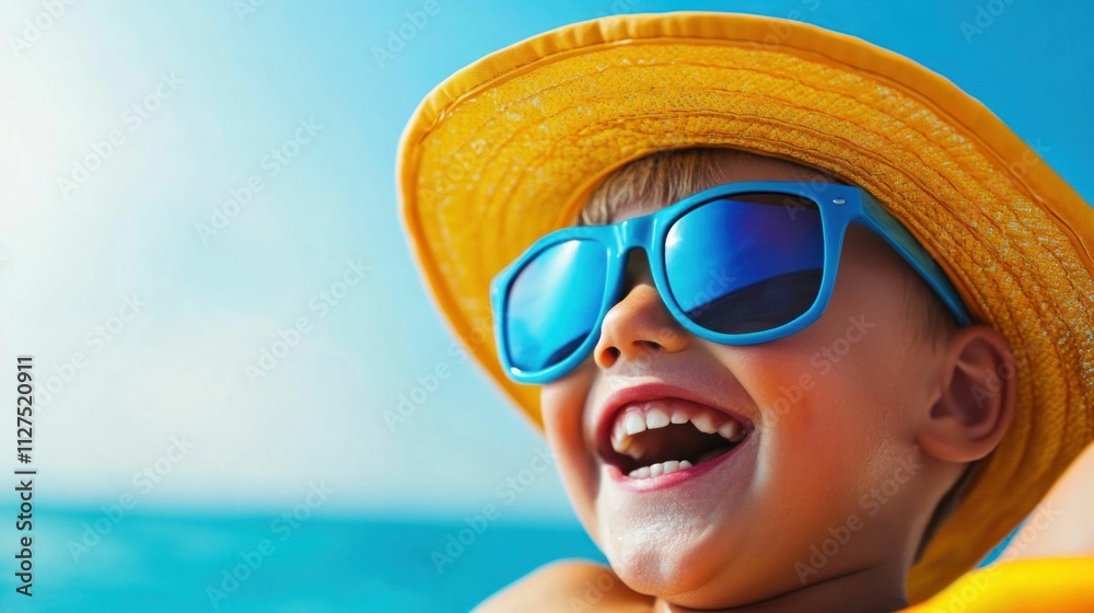 Smiling Boy with Sunglasses and Hat Smiling Boy with Sunglasses and Hat