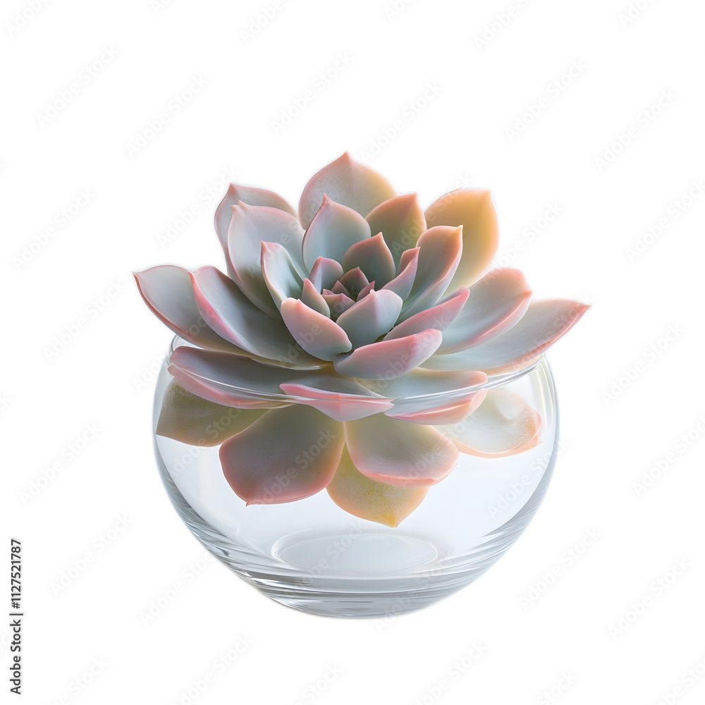 Succulent Plant in Clear Glass Bowl with Soft Natural Light Succulent Plant in Clear Glass Bowl with Soft Natural Light