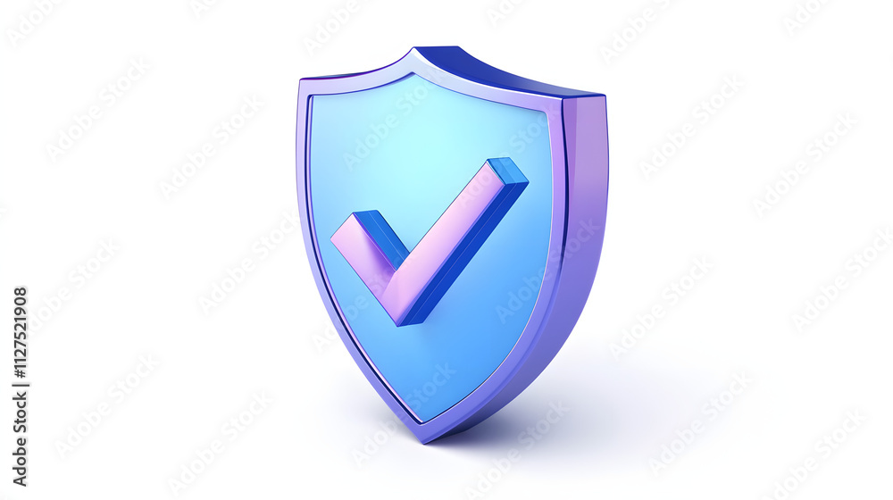 cartoon 3d Icon safety shield check mark perspective . Blue and purple symbol security safety icon. Checkmark in minimalistic style. 3d vector illustration. white background cartoon 3d Icon safety shield check mark perspective . Blue and purple symbol security safety icon. Checkmark in minimalistic style. 3d vector illustration. white background